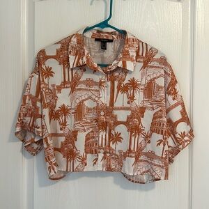 Medium tropical orange crop top.